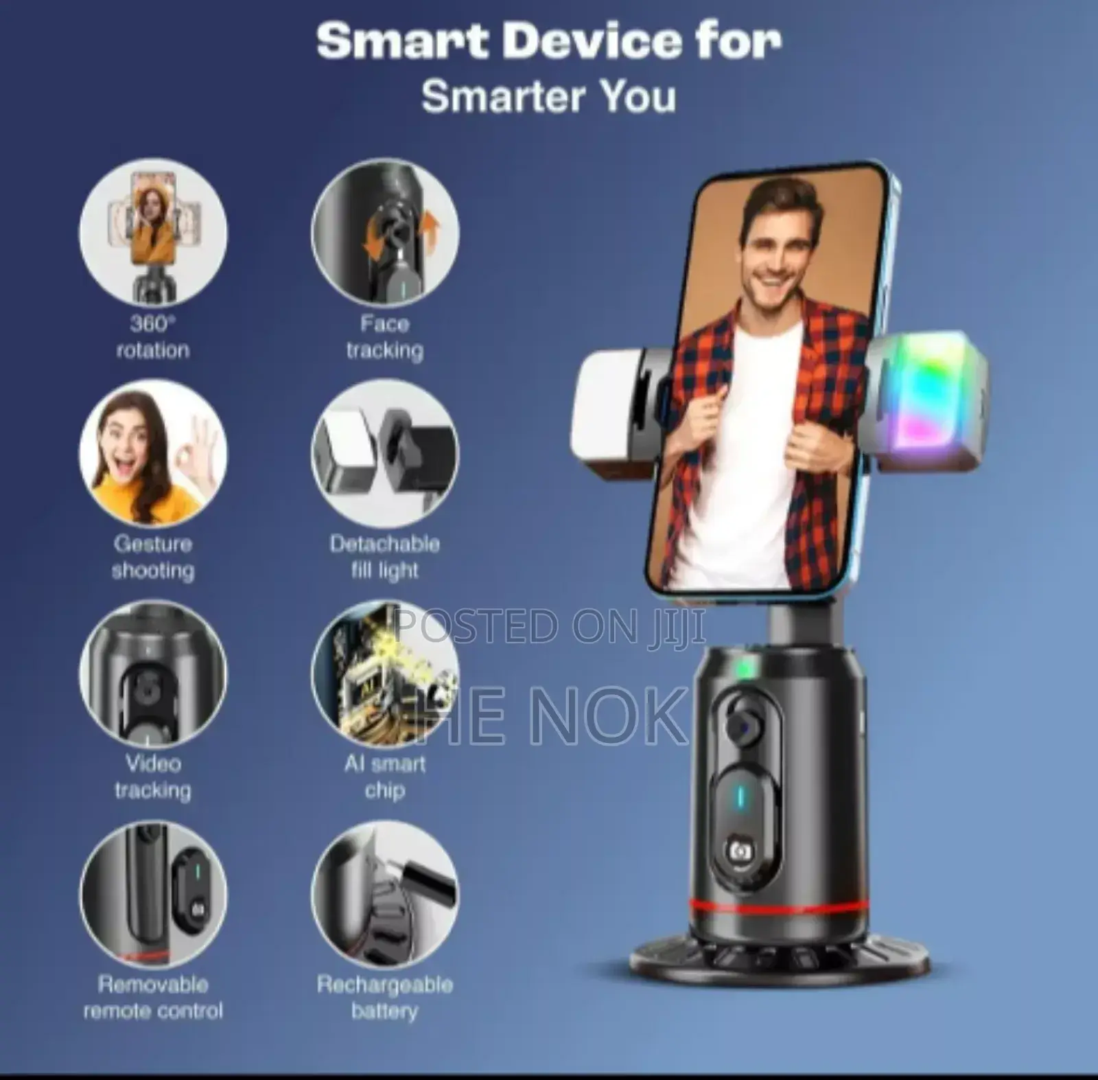 Auto Face Tracking Selfie Stick Tripod 360 Degree