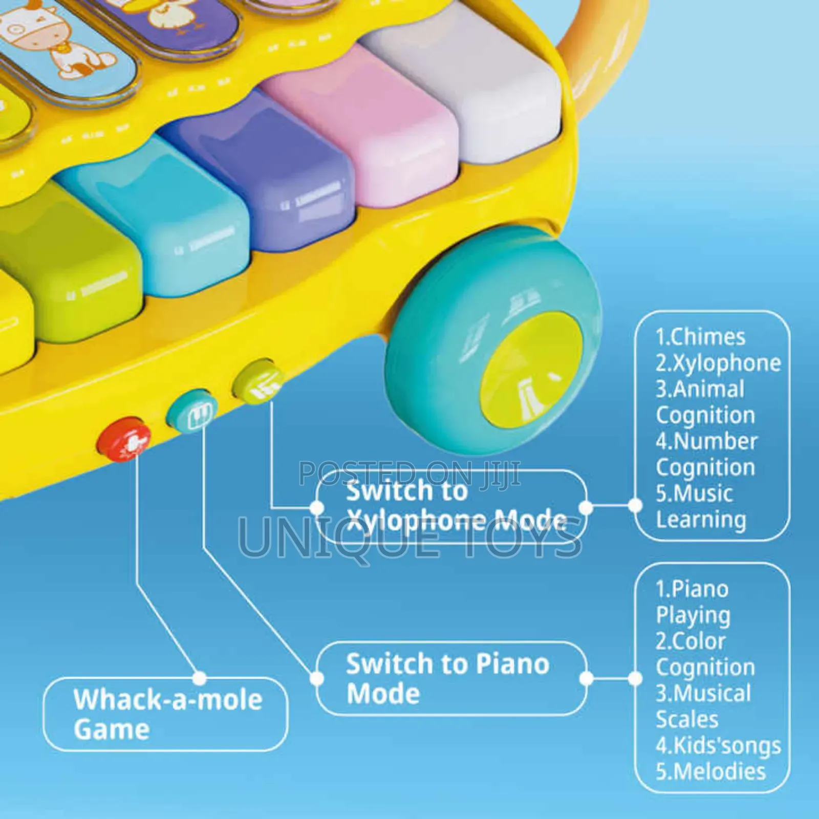 4-in-1 Rolling Lion Xylophone Electronic Piano 