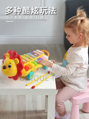 4-in-1 Rolling Lion Xylophone Electronic Piano 