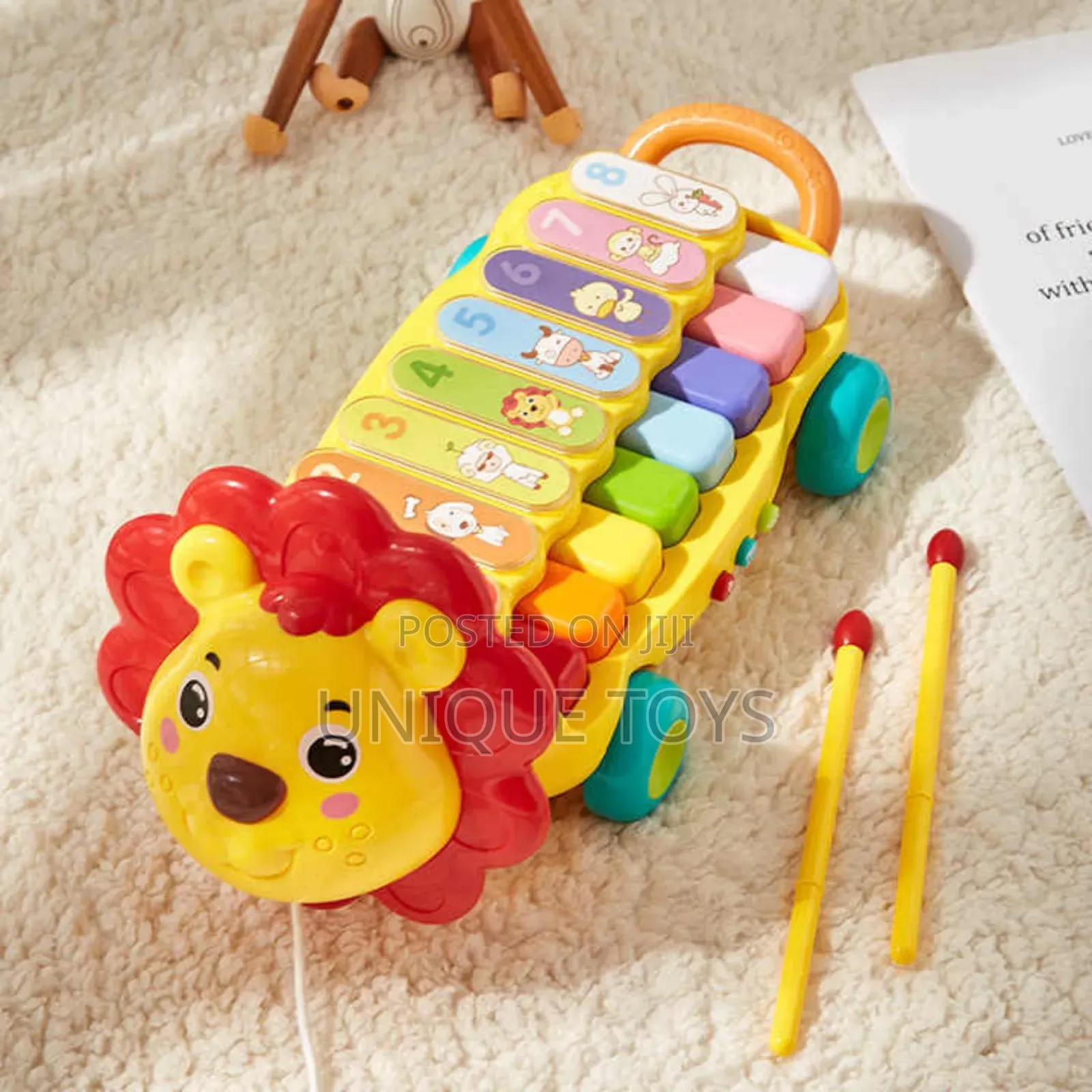 4-in-1 Rolling Lion Xylophone Electronic Piano 