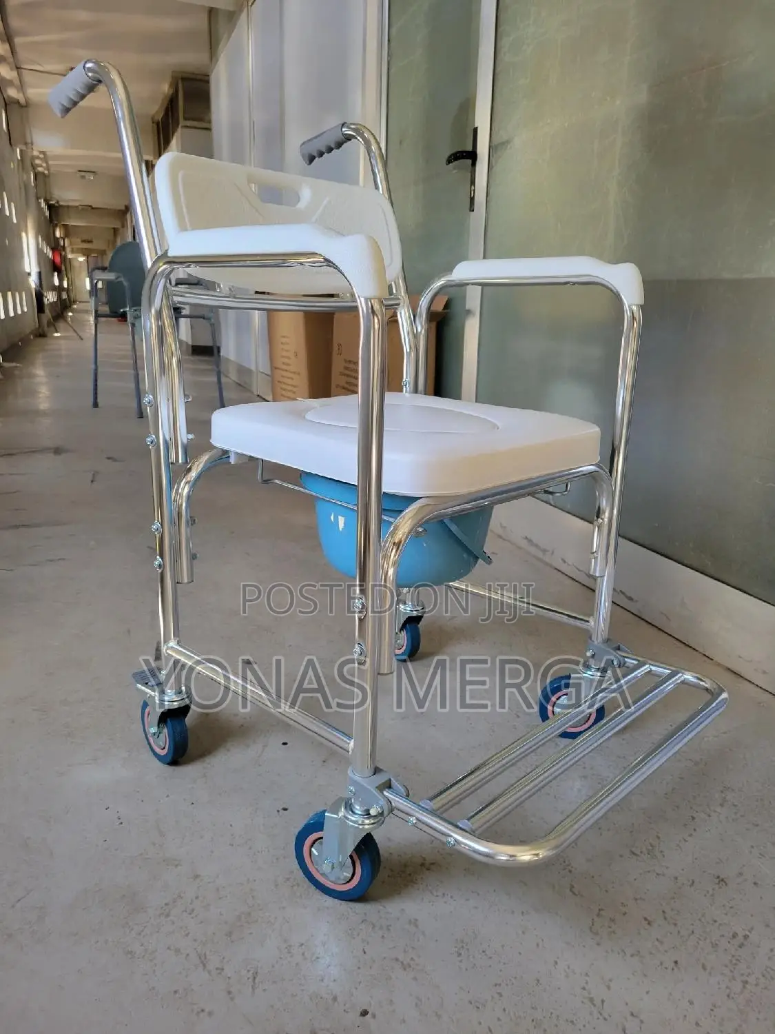 Toilet With Wheels Pedal Extra Wide Commode Chair