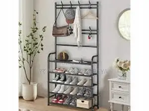 Photo - Stainless Steel Clothes Rack - 4 Tier Shoes Rack Organizer