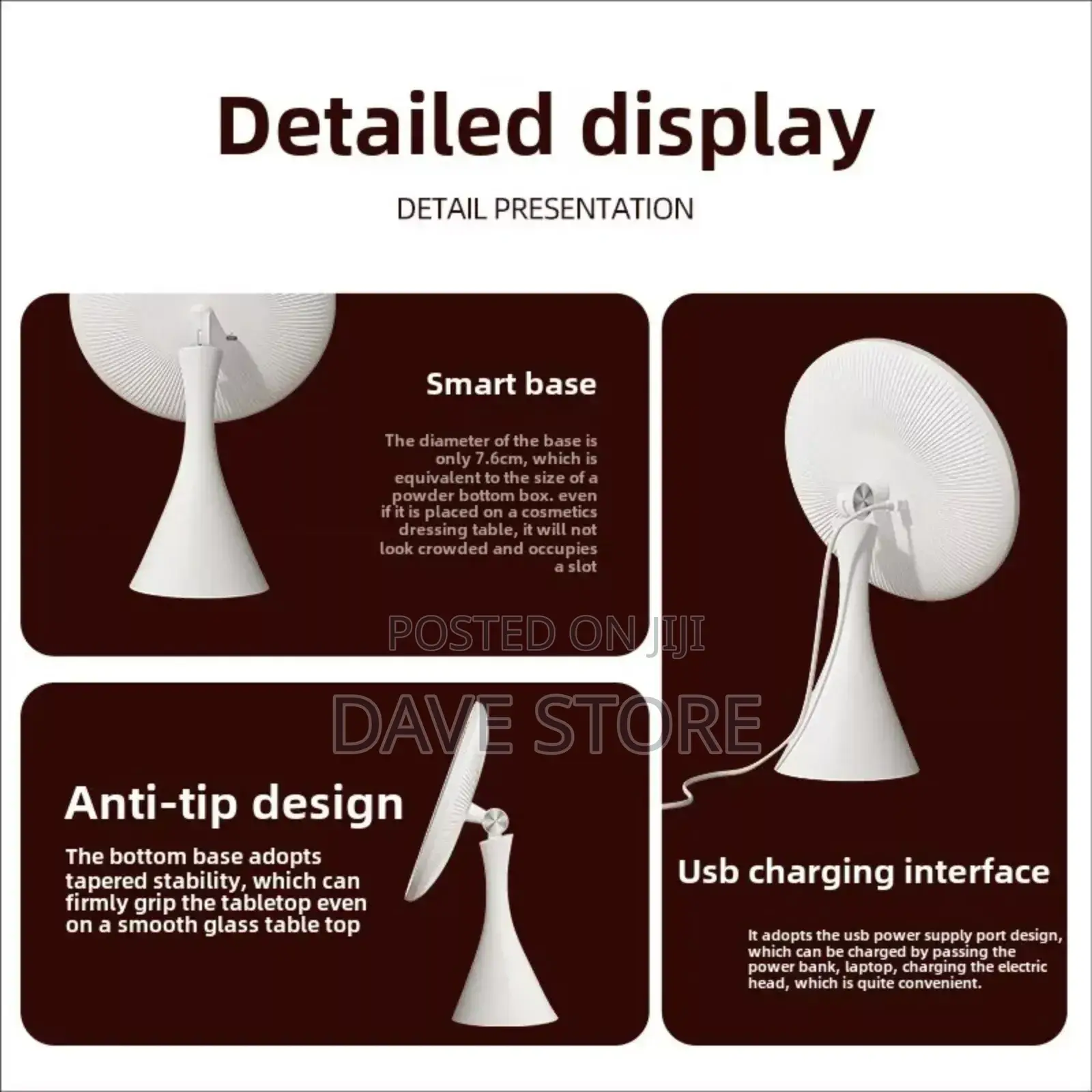 Porodo 4-in-1 Led Makeup Mirror