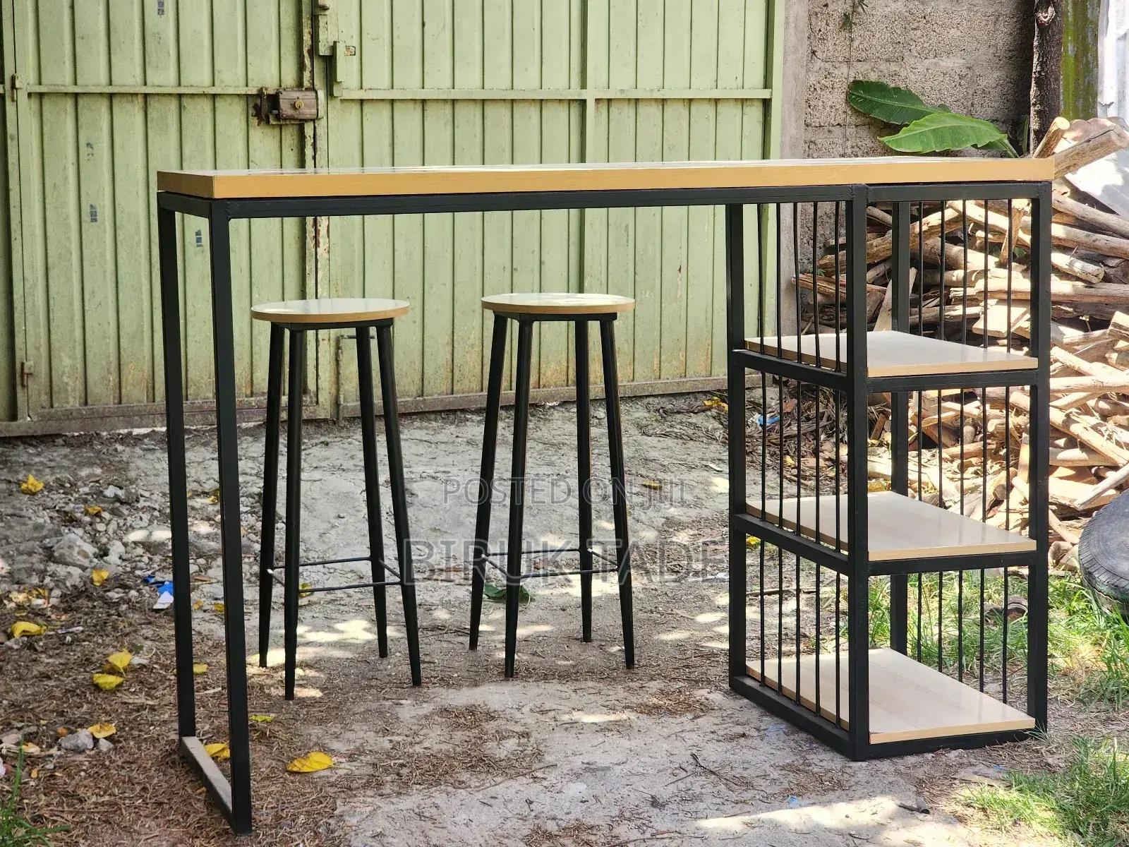 Breakfast Bar Table With Kitchen Stools 160×60 Cm Height 110