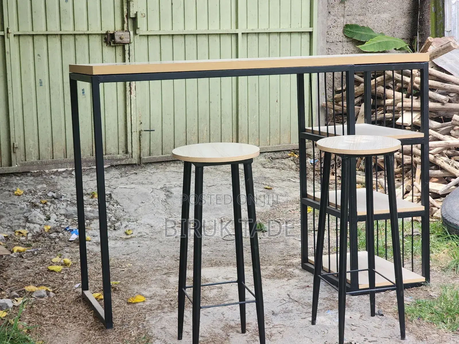 Breakfast Bar Table With Kitchen Stools 160×60 Cm Height 110