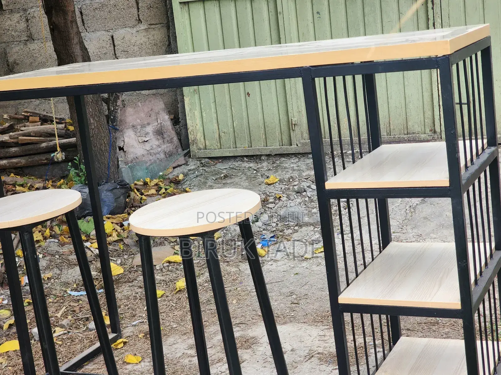 Breakfast Bar Table With Kitchen Stools 160×60 Cm Height 110