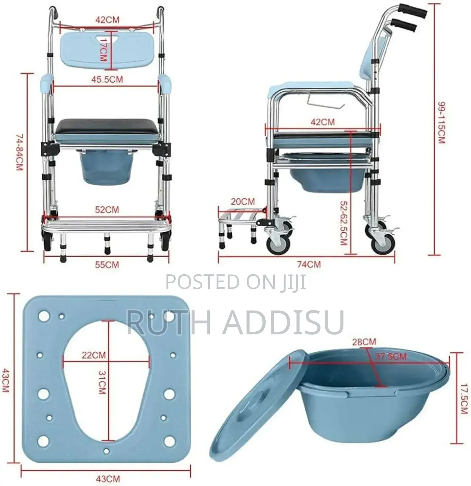 Commode Chair With Wheel Medical Brand New Chair Foldable