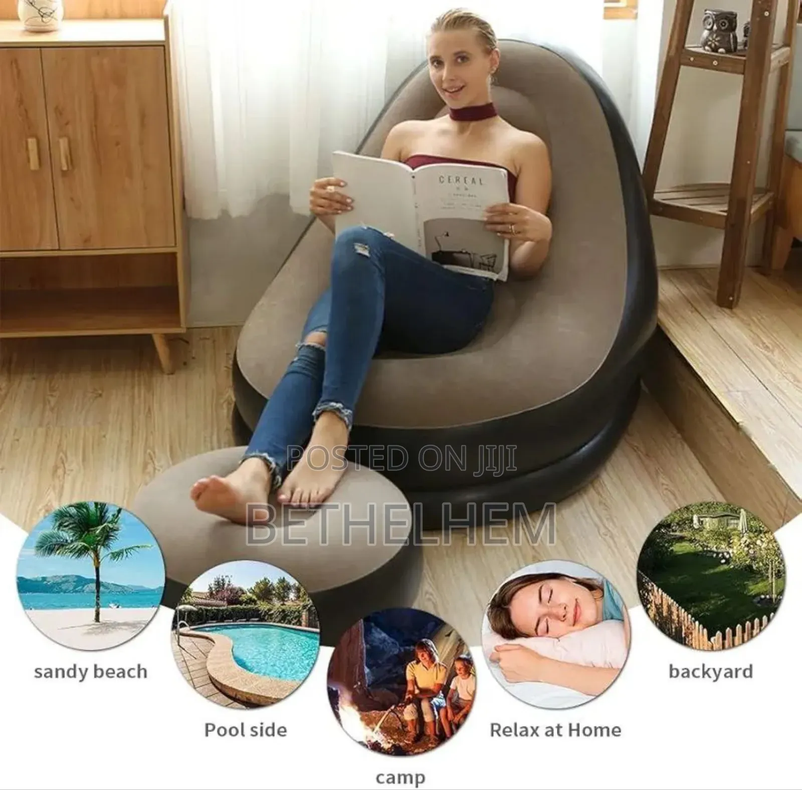 2in1 Inflatable Sofa Chiar With Foot Rest
