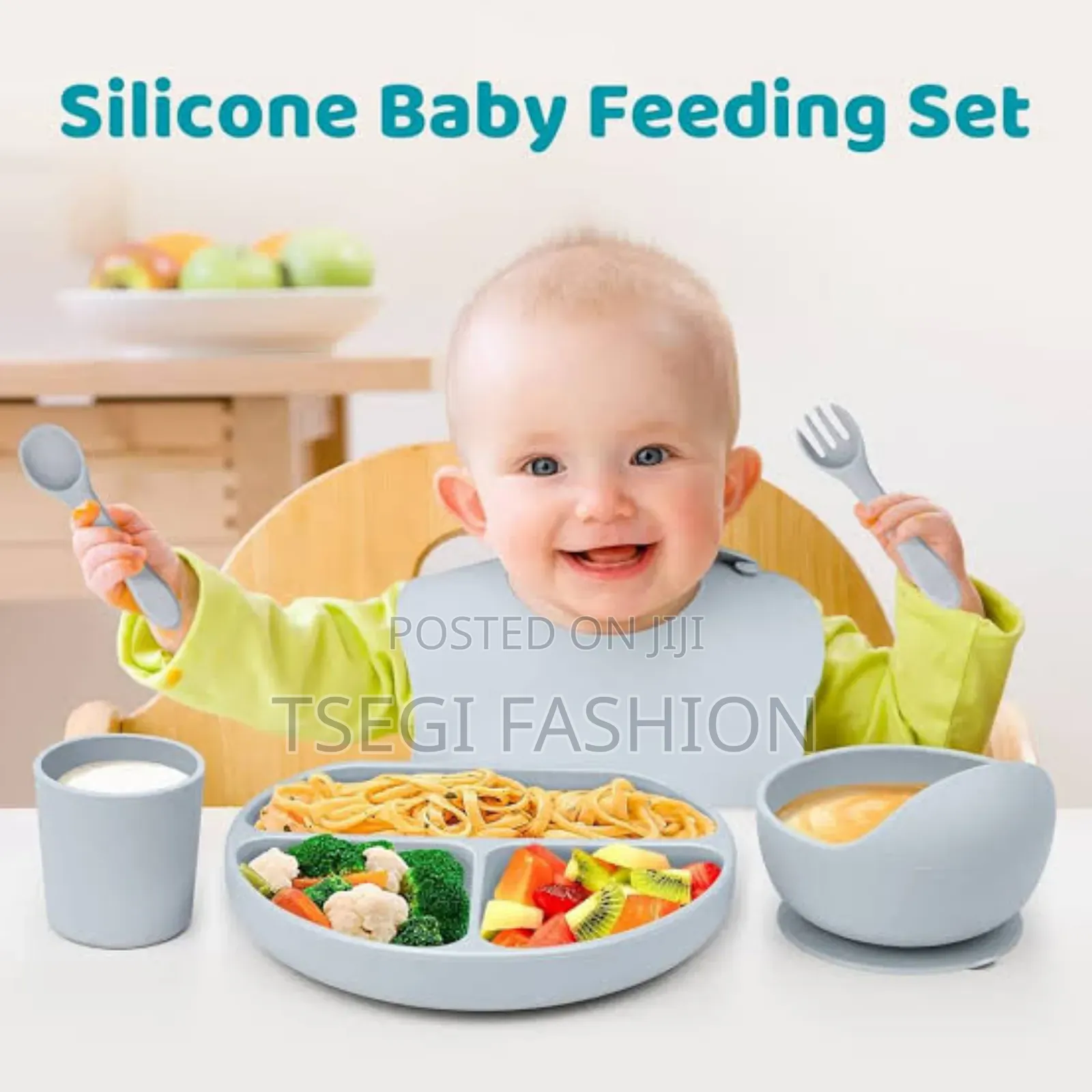 6 in 1 Silicon Baby Feeding Set(የልጆች መመገቢያ)