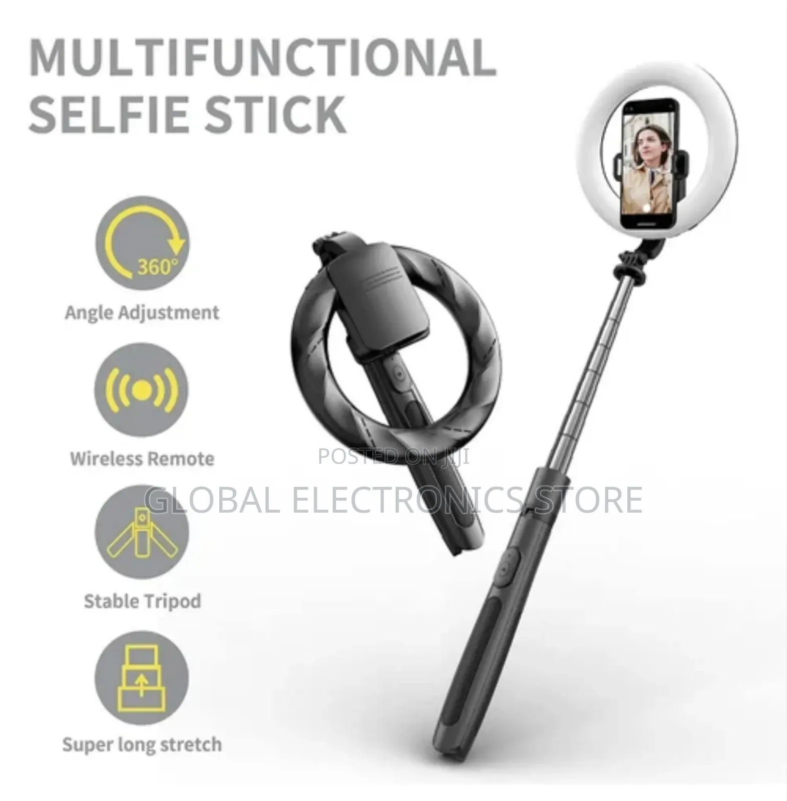 Selfi Stick Tripod With Ring Light, 10 Inch