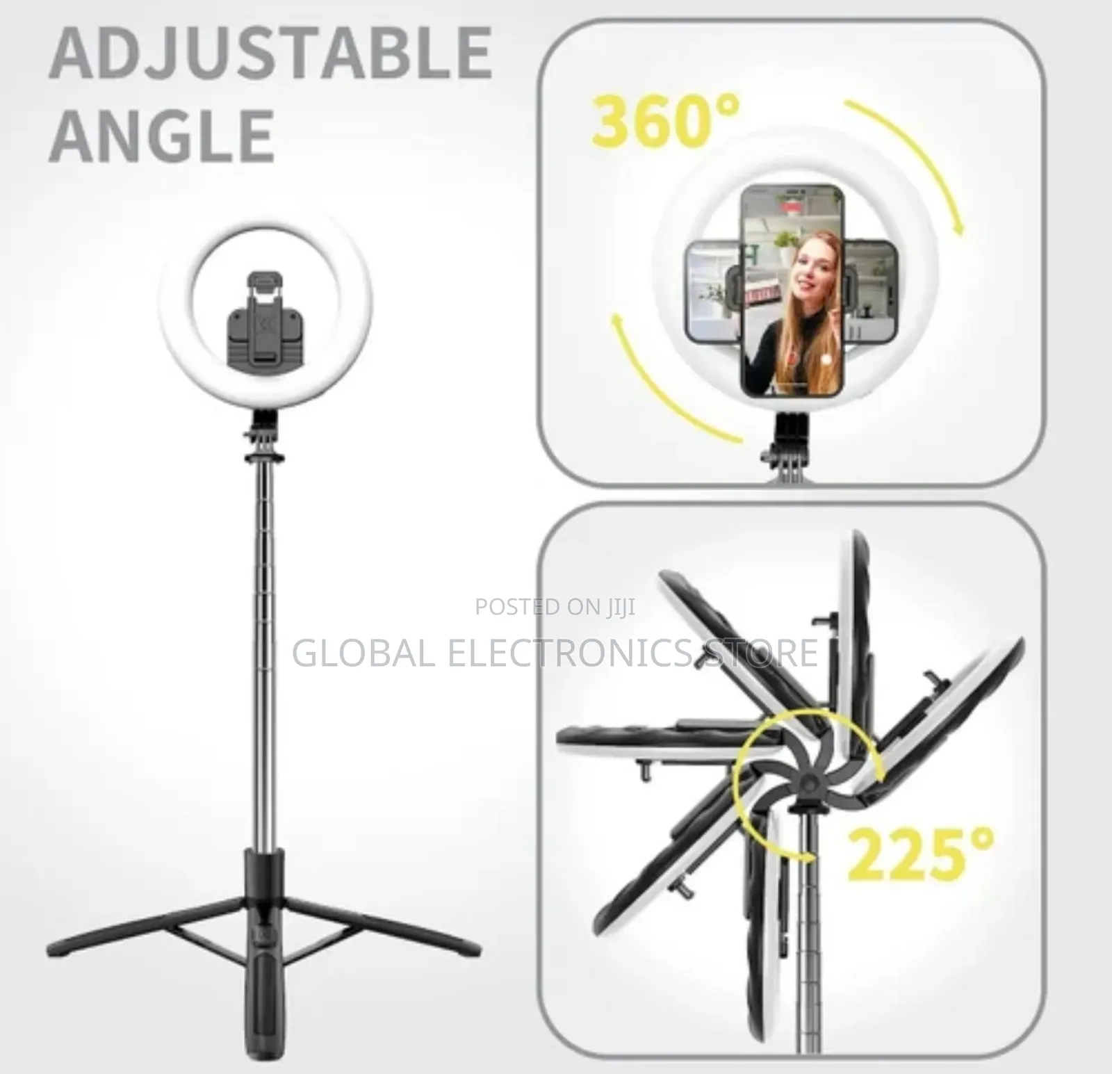 Selfi Stick Tripod With Ring Light, 10 Inch
