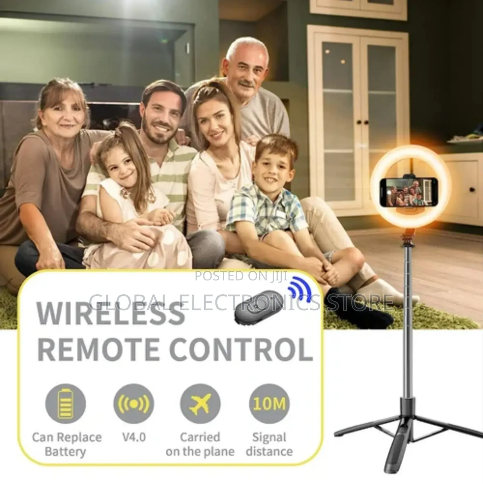 Selfi Stick Tripod With Ring Light, 10 Inch