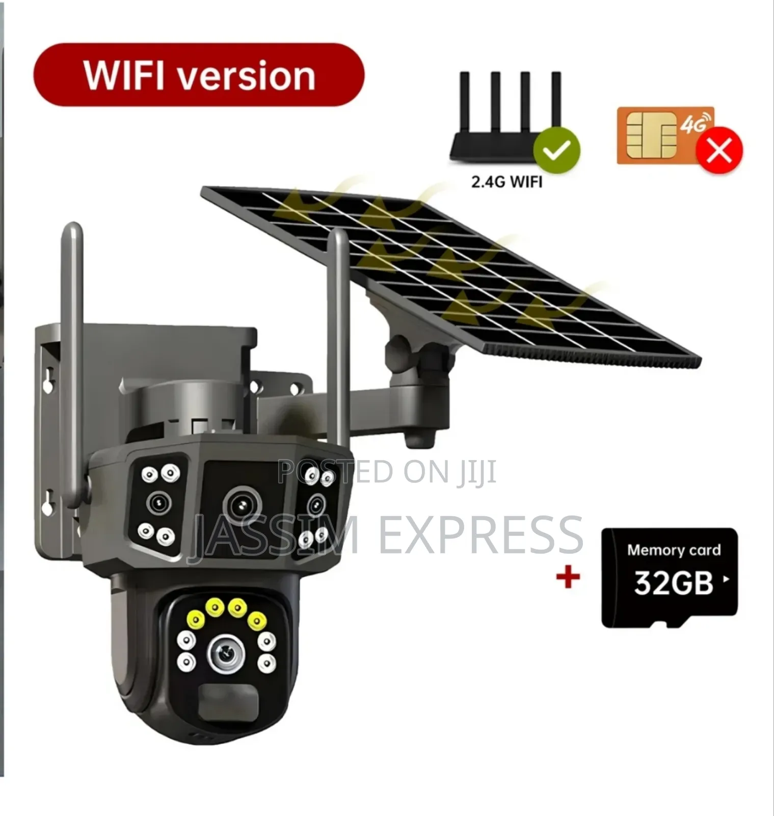 Sim Suport 4 Camera Waterproof Outdoor Camera With Solar