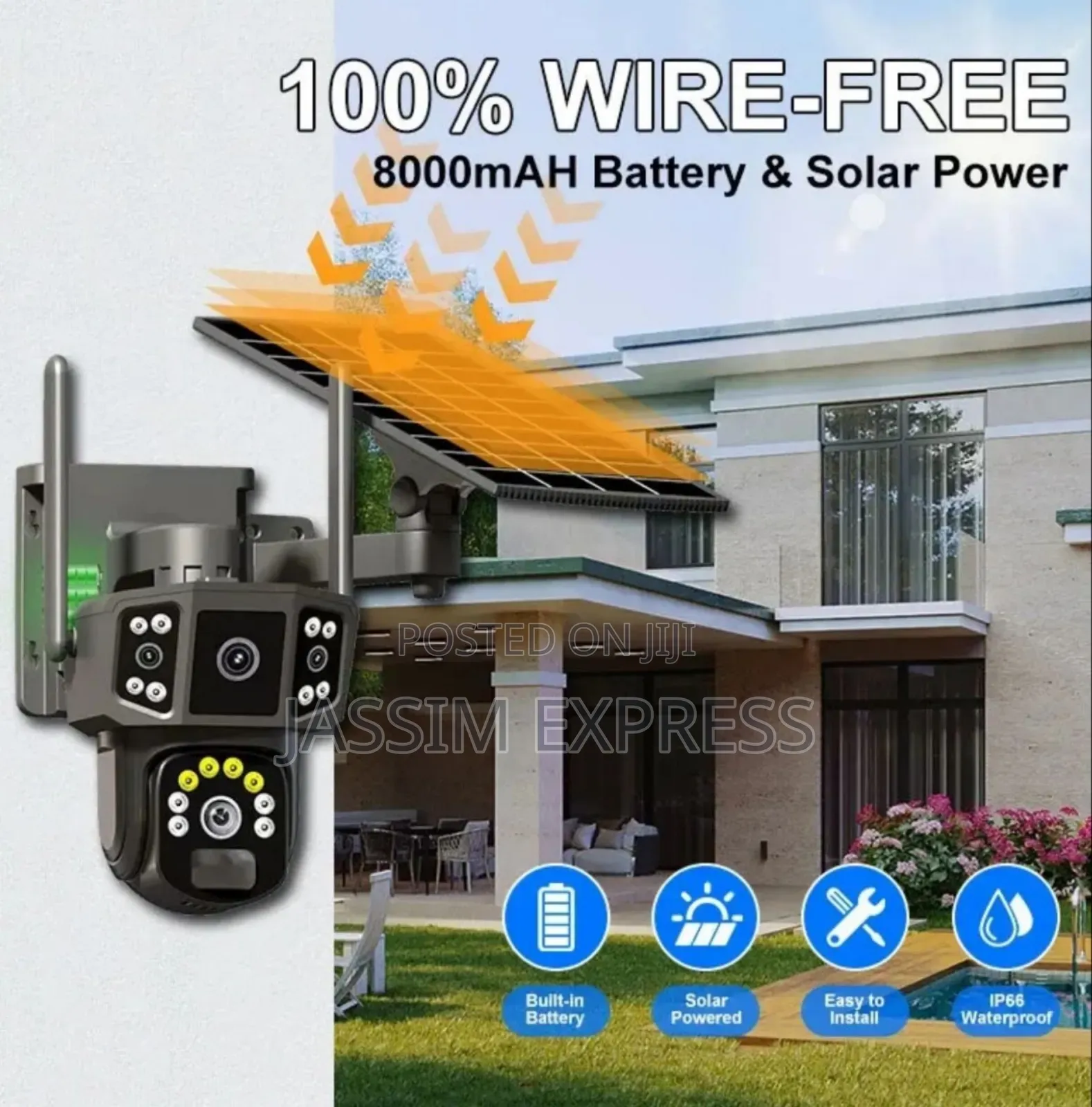 Sim Suport 4 Camera Waterproof Outdoor Camera With Solar