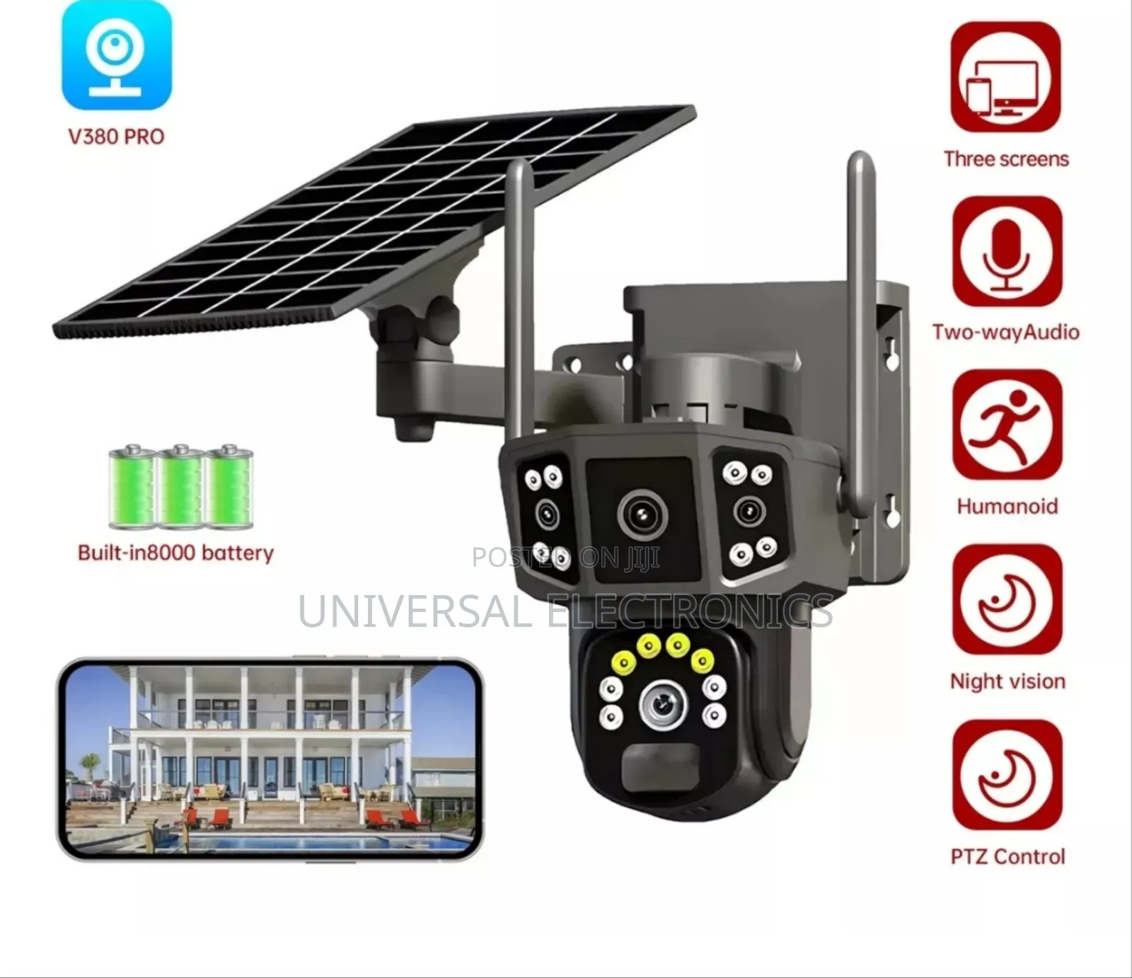4 Camera ያለውsolar የሆነ ሲም ካርድ ሚቀበልበ ቻርጅ ሚሰራ Security Camera