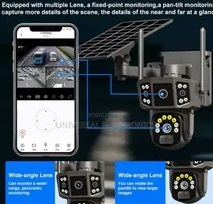4 Camera ያለውsolar የሆነ ሲም ካርድ ሚቀበልበ ቻርጅ ሚሰራ Security Camera