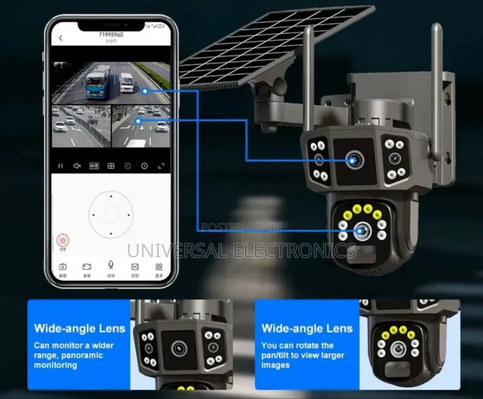 4 Camera ያለውsolar የሆነ ሲም ካርድ ሚቀበልበ ቻርጅ ሚሰራ Security Camera