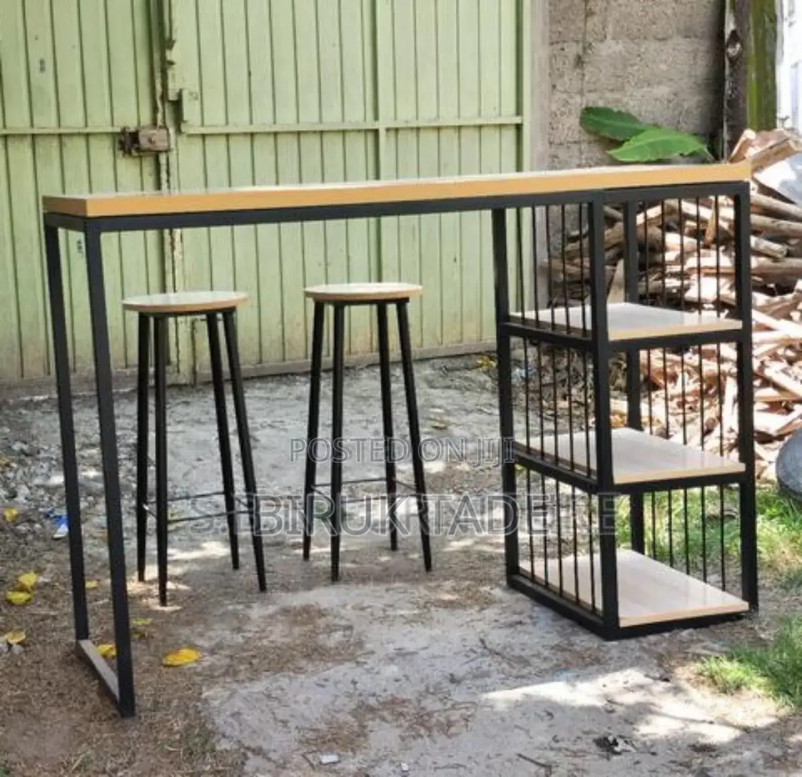 Breakfast Bar Table With Kitchen Stools 160×60 Cm Height 110