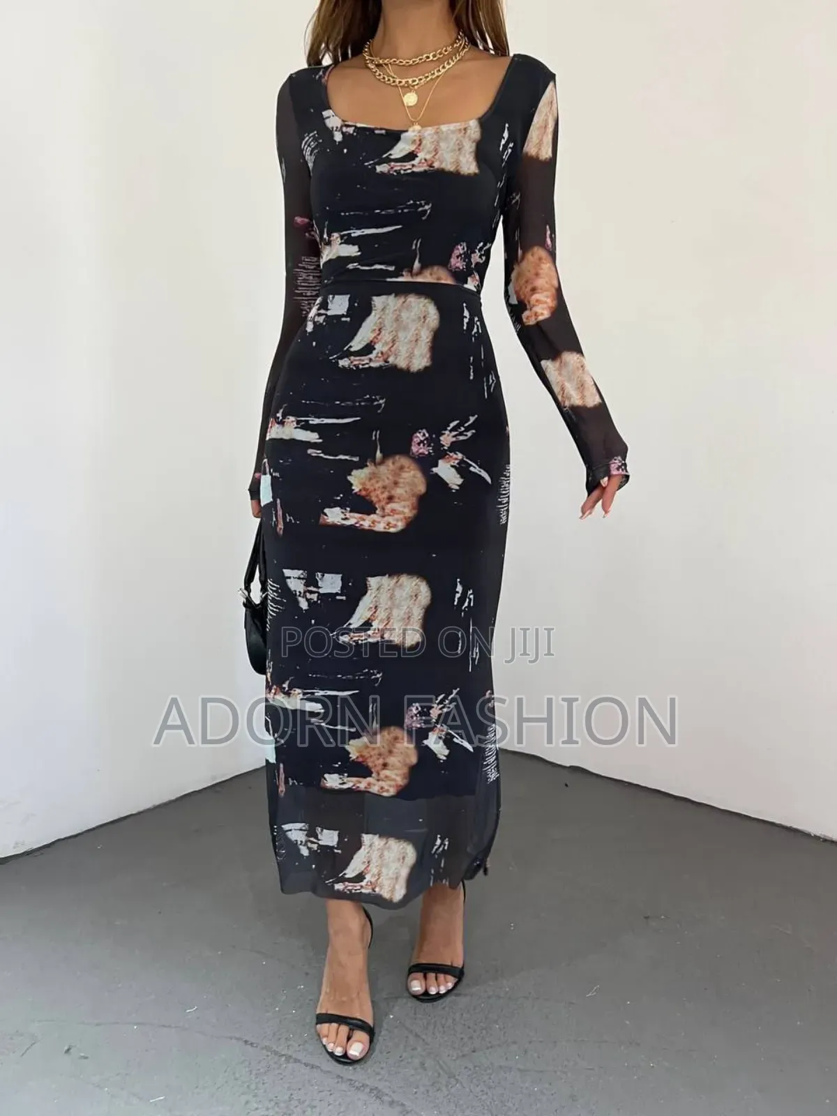 Black Pattern Long Dress