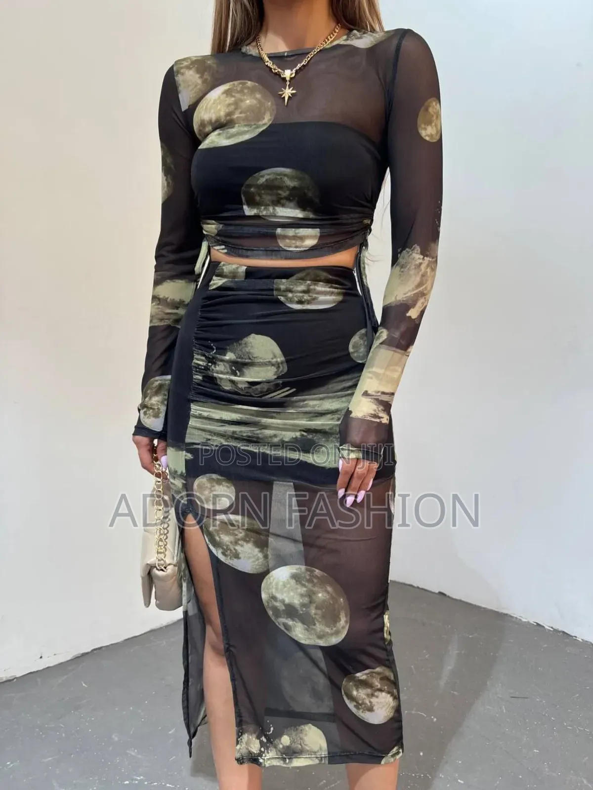 Black Green 2 Piece Dress