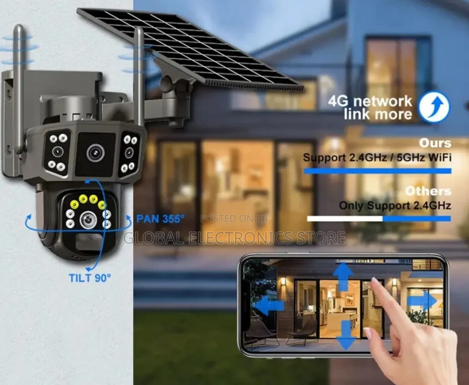 (በማከፋፈያ ዋጋ) ባለ 4 Camera Solar የሆነ ሲም ካርድ ሚቀበልበ ቻርጅ ሚሰራcamera