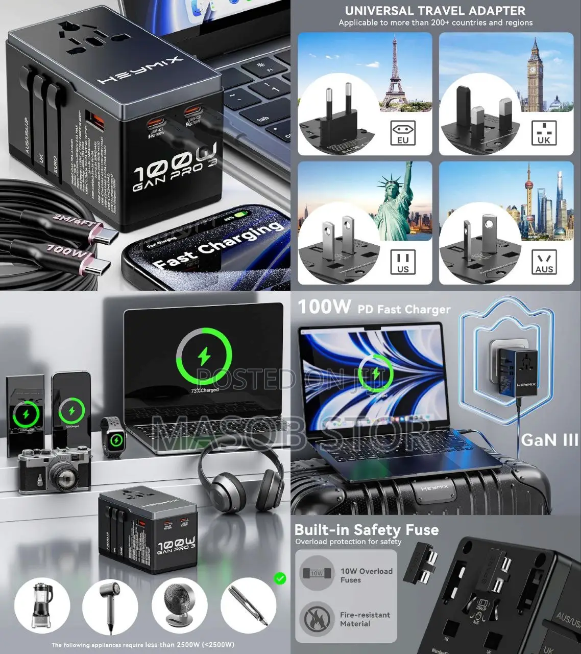 Universal Travel Adapter - 100w International Power Adapter