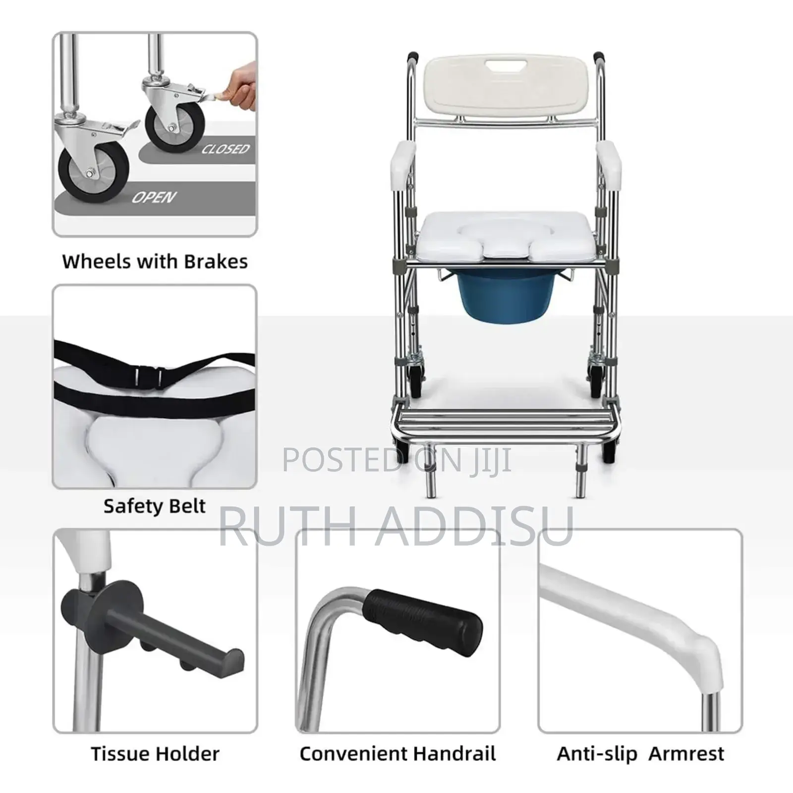 Four Mini Wheel Commode Chair4፯commode Chair With Wheel New