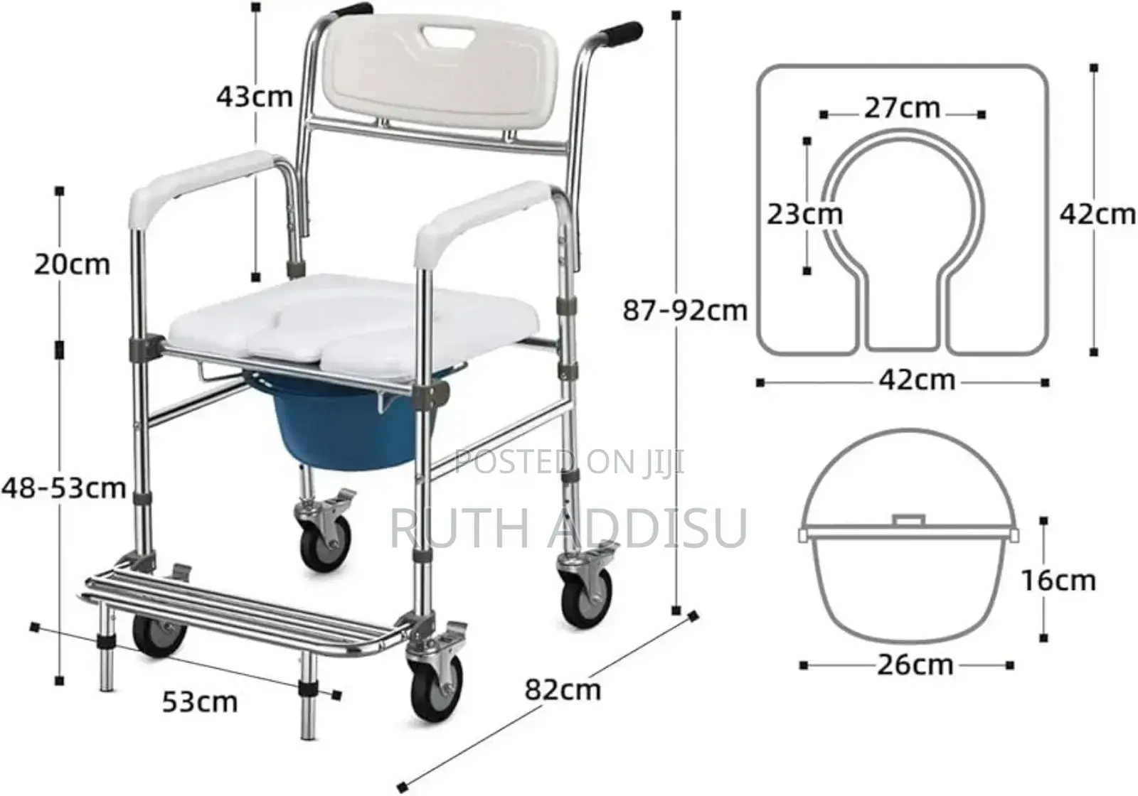 Commode Four Wheel Medical Wheelchair3፬commode Chair New