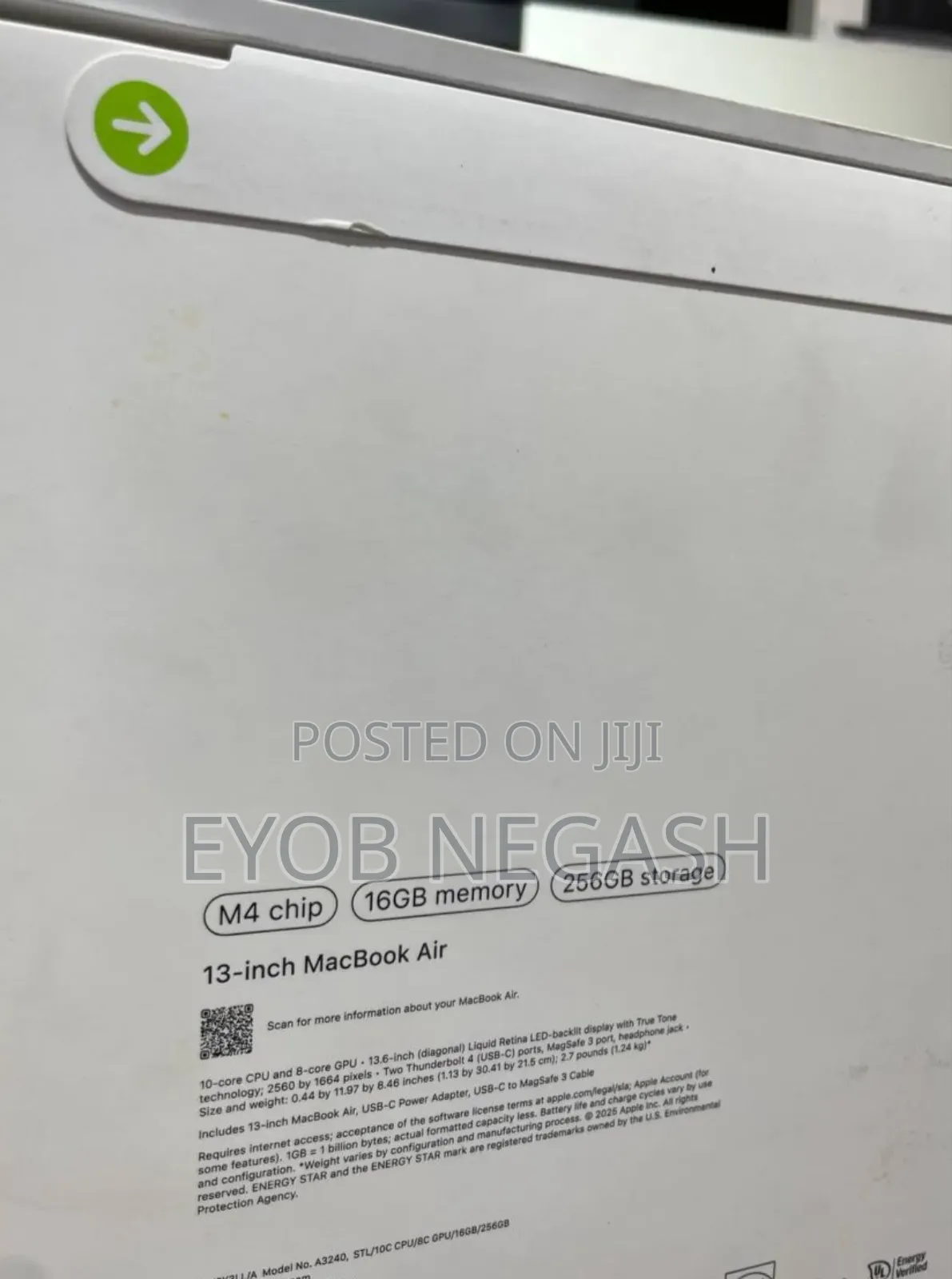 New Laptop Apple MacBook Air 2024 M3 13-Inch 16GB Apple M4 SSD 256GB