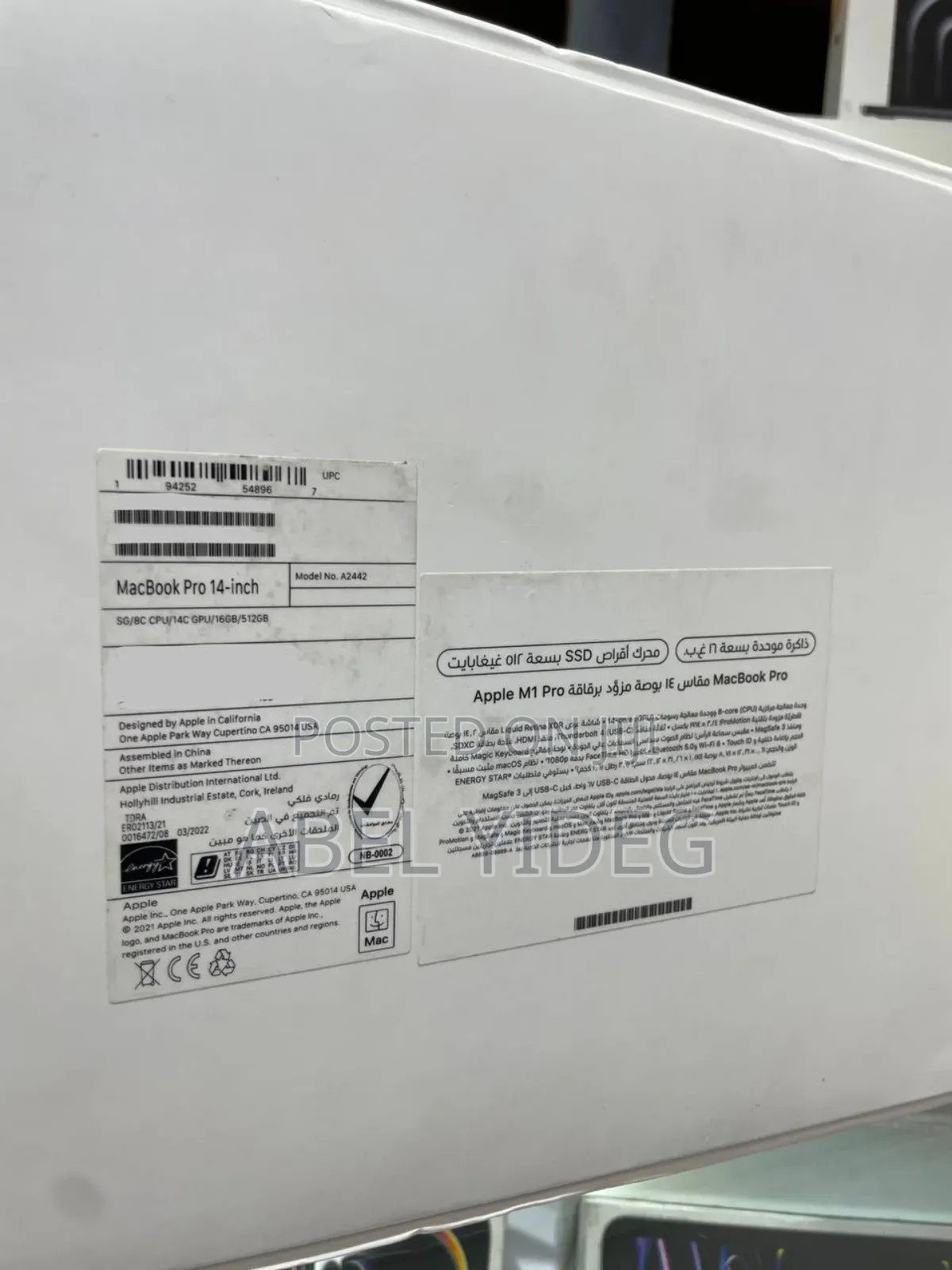 New Laptop Apple MacBook Pro 16GB Apple M1 Pro SSD 512GB