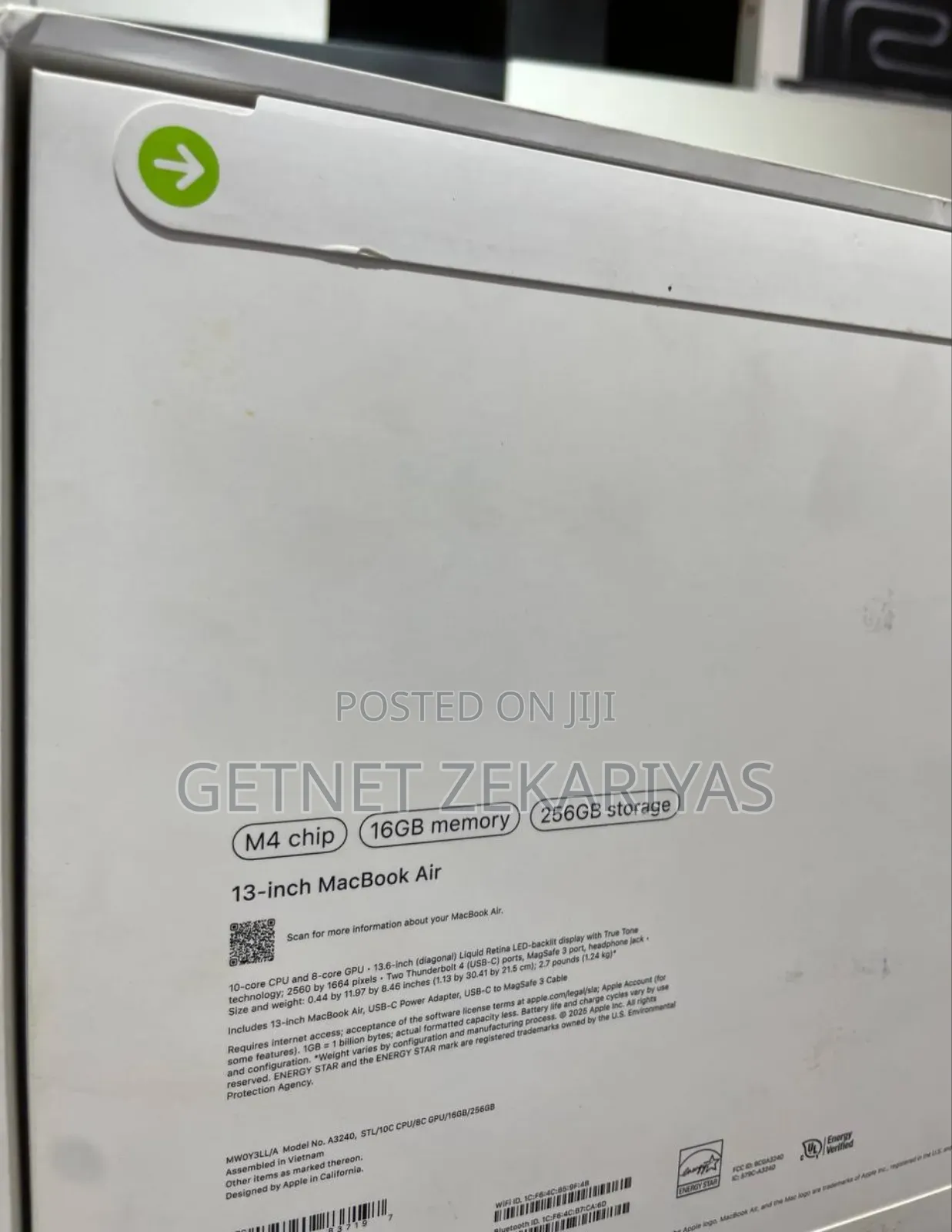New Laptop Apple MacBook Air 16GB Apple M4 SSD 256GB