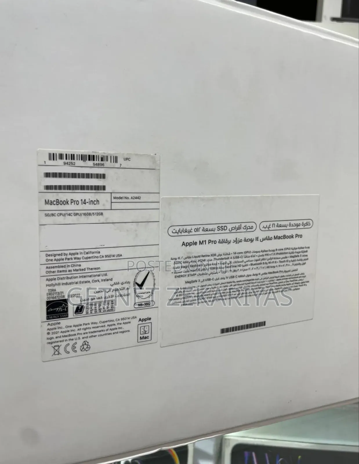 New Laptop Apple MacBook Pro 2021 M1 16GB Apple M1 Pro SSD 512GB