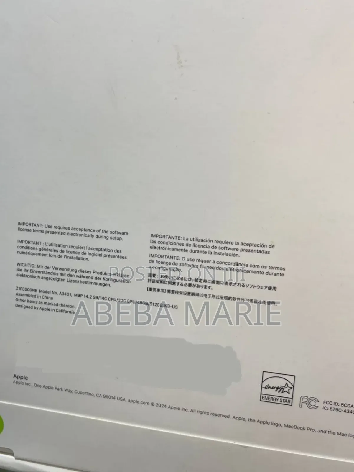 New Laptop Apple MacBook Pro 2024 M4 14-Inch 48GB Apple M4 SSD 512GB