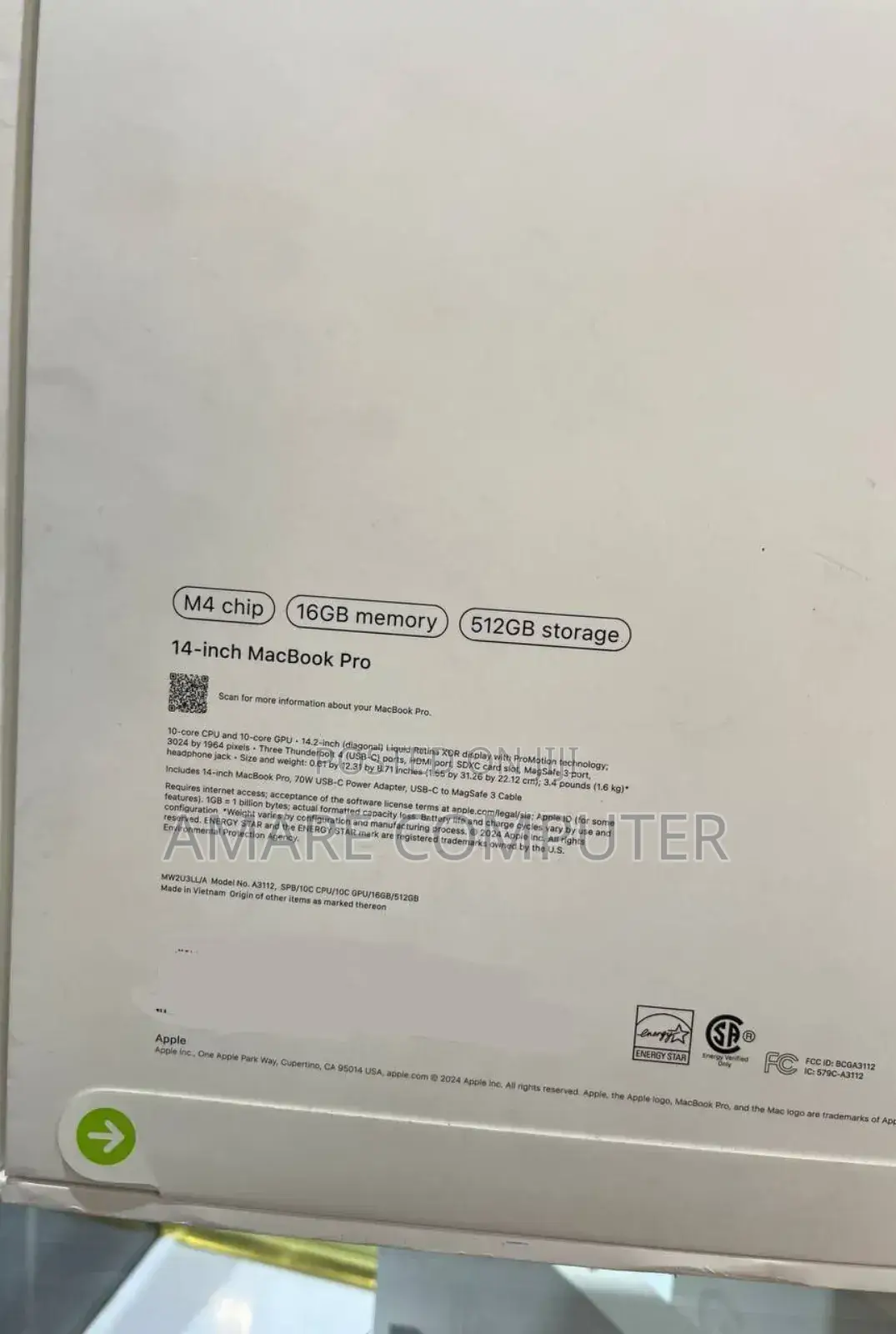 New Apple MacBook Pro 2024 M4 14-Inch 16GB Apple M4 Pro SSD 512GB