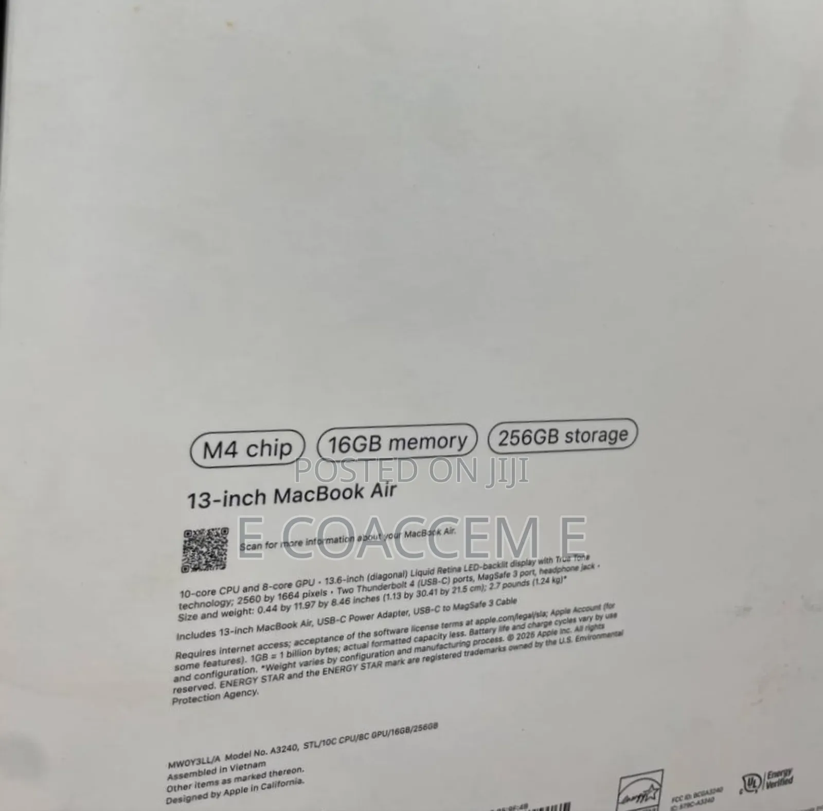 New Laptop Apple MacBook 16GB Apple M4 SSD 256GB