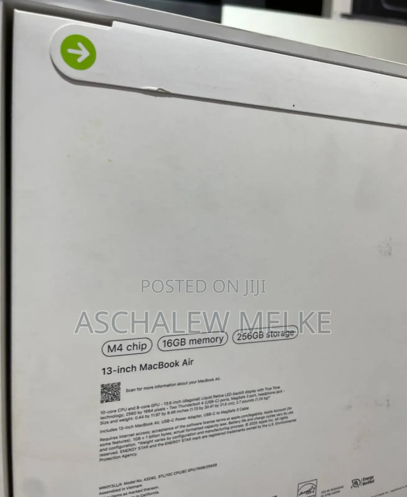 New Laptop Apple MacBook Air 16GB Apple M4 SSD 256GB