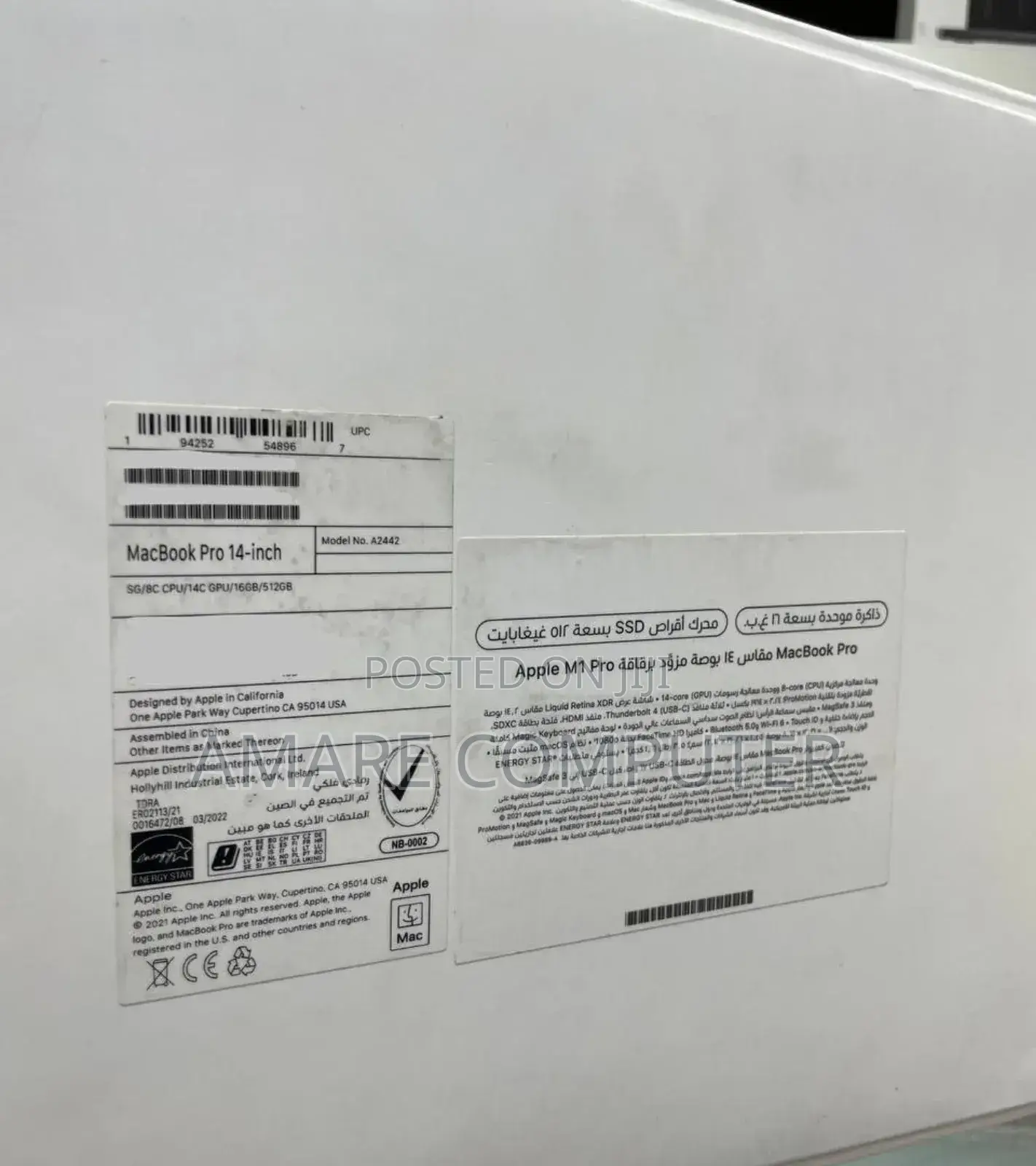 New Laptop Apple MacBook 16GB Apple M1 Pro SSD 512GB