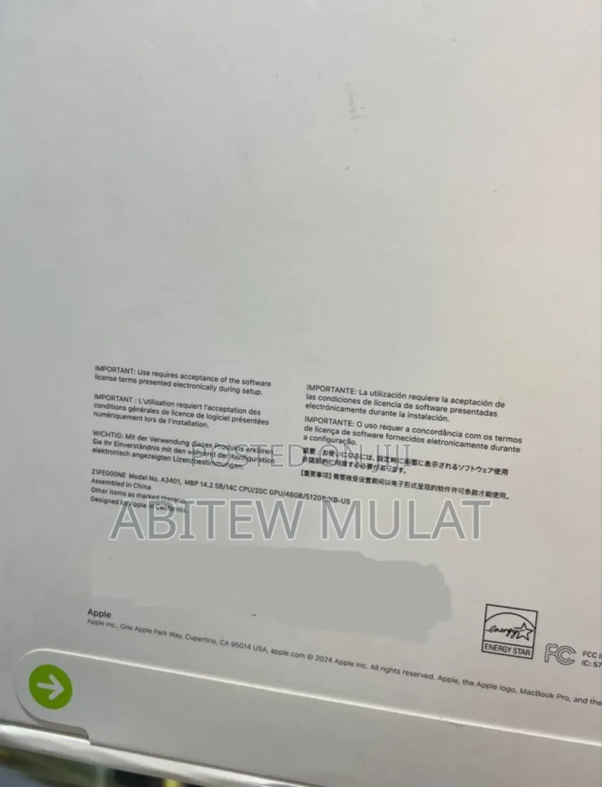 New Laptop Apple MacBook Pro 2024 M4 14-Inch 48GB Apple M4 SSD 512GB