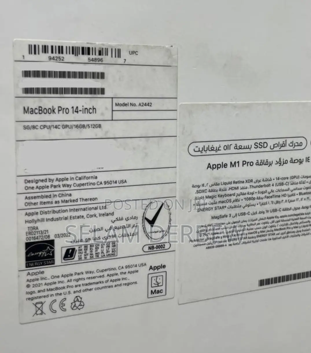 New Laptop Apple MacBook Pro M1 16GB Apple M1 Pro SSD 512GB