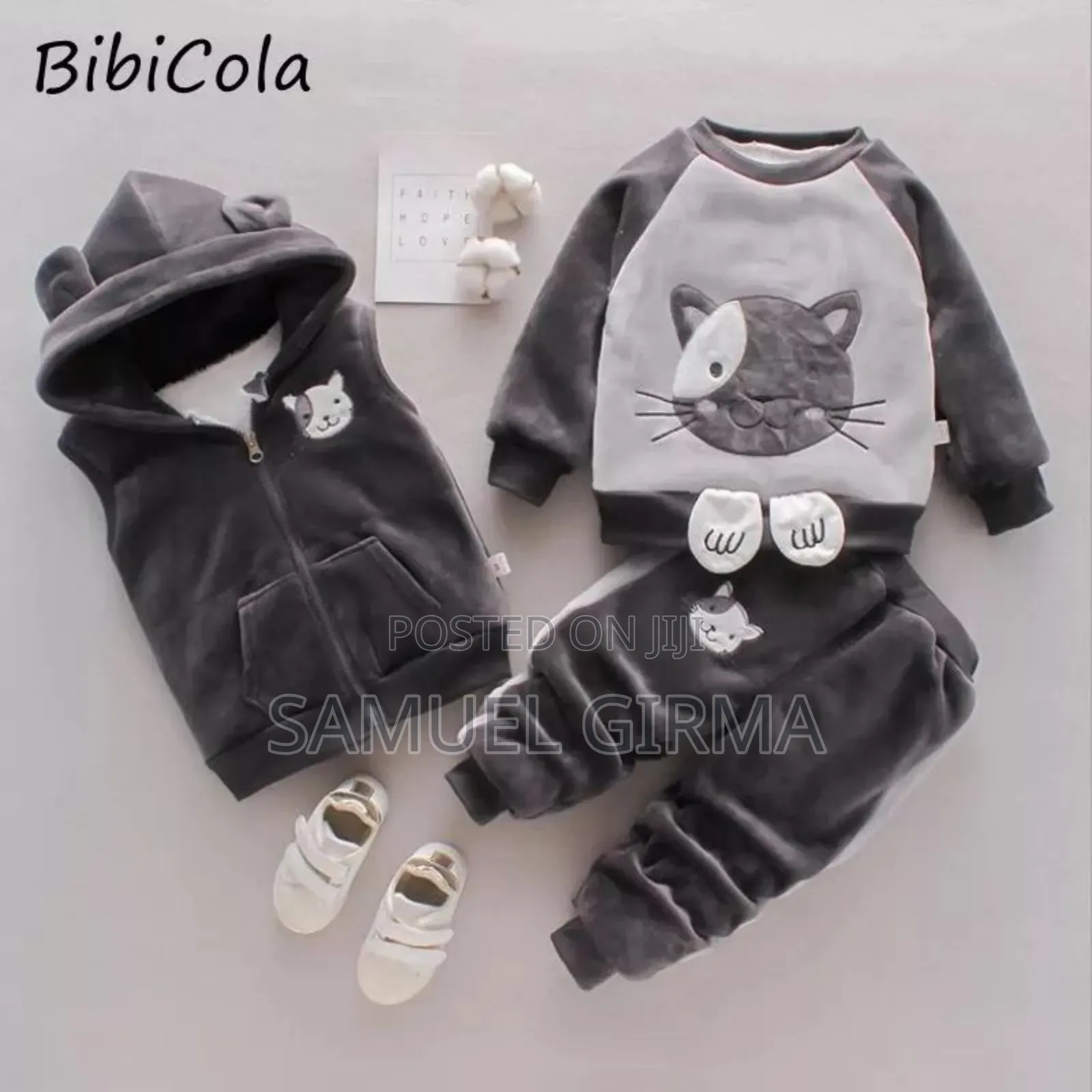 Size:1, 2, 3, 4 Yearsunisex Fleece Hooded Vesttop Pant Set
