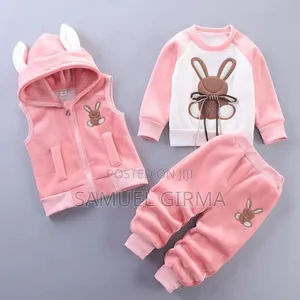 Size:1, 2, 3, 4 Yearsunisex Fleece Hooded Vesttop Pant Set