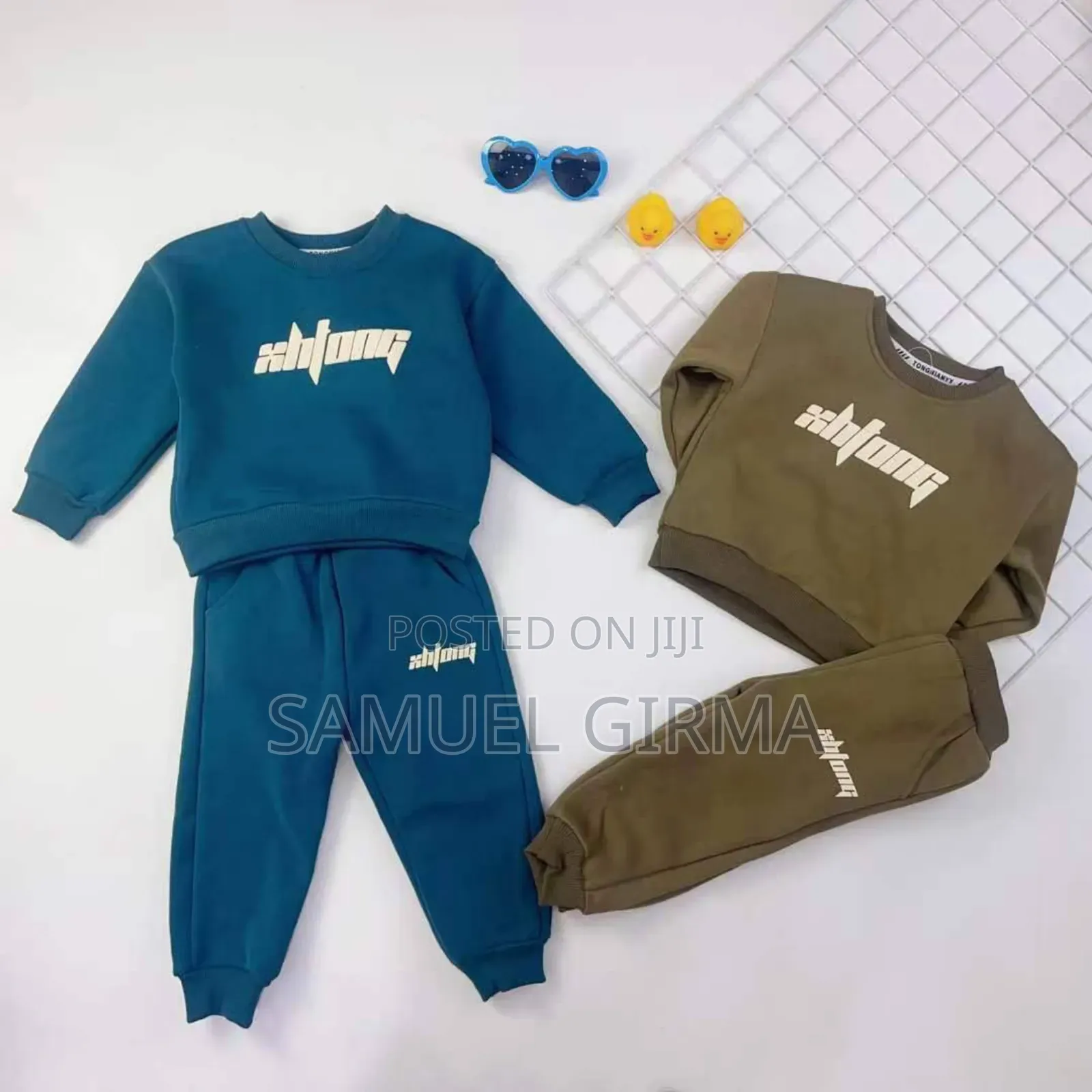 Fleece Top and Pant Outfit Size:1-4 Years Color:Green, Blue