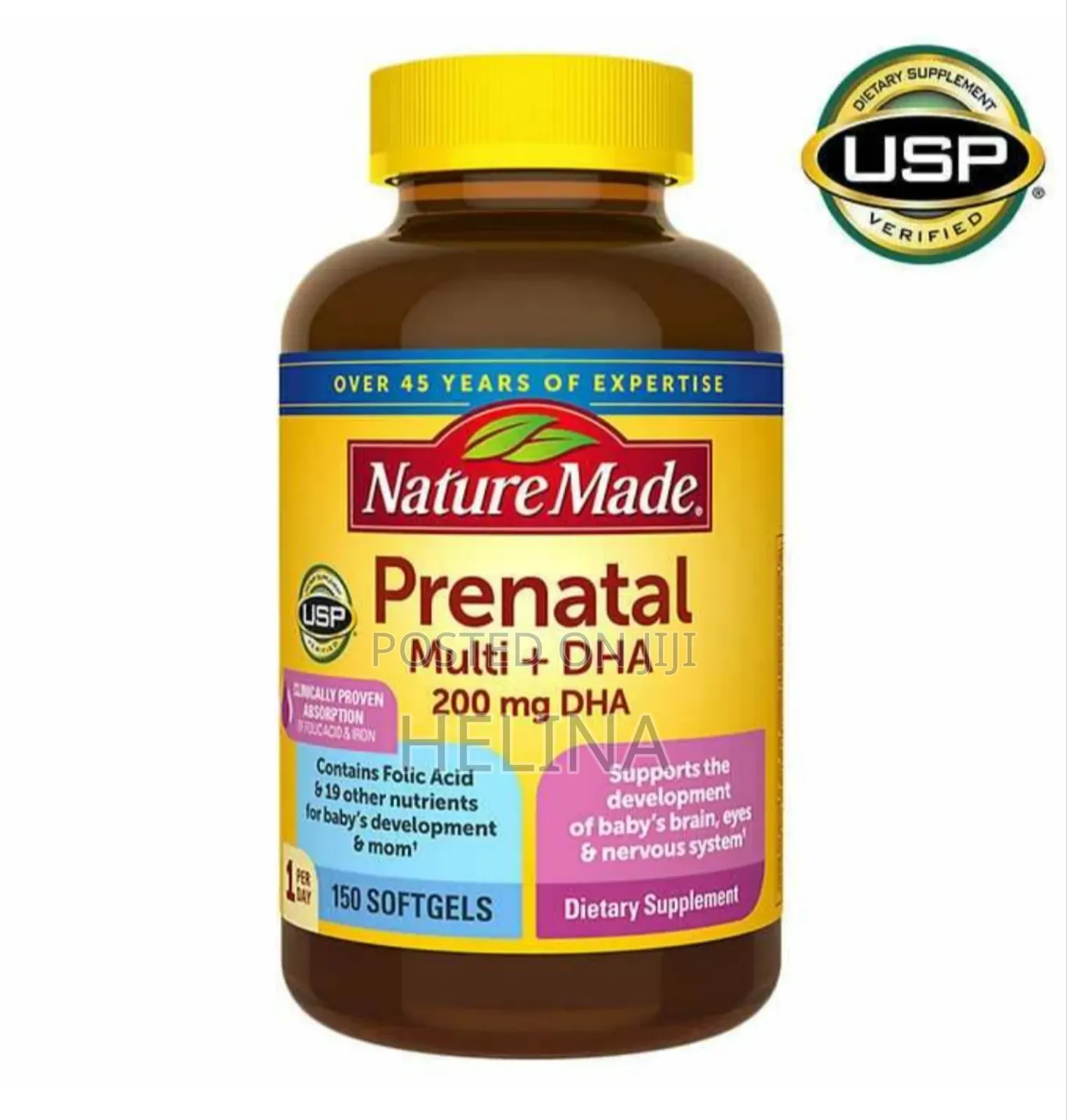 ቅድመ ወሊድ መልቲ ቫይታሚን እና ዲ ኤችኤ Prenatal 150 Softgels From Usa