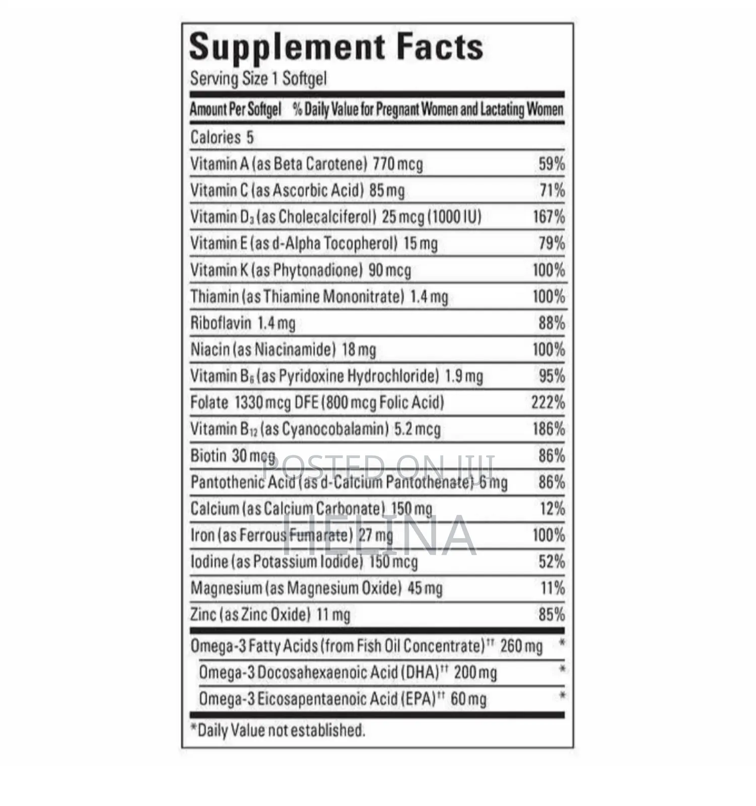 ቅድመ ወሊድ መልቲ ቫይታሚን እና ዲ ኤችኤ Prenatal 150 Softgels From Usa