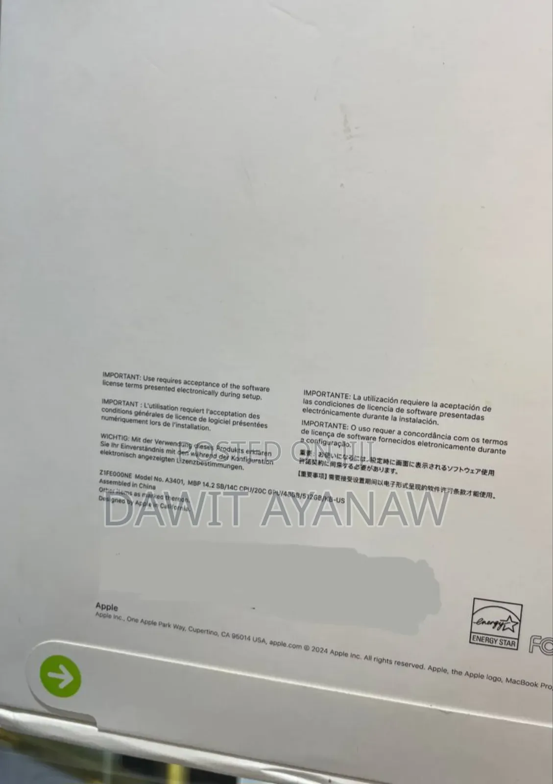 New Laptop Apple MacBook Air 16GB Apple M4 SSD 256GB