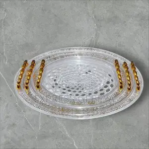 3 Sets Serving Acrylic Tray With Golden Handle