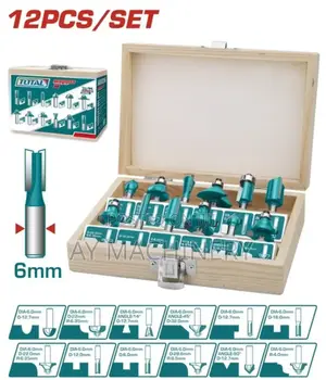 Total Router Bit Set 6mm 12pcs ለባለ 1እጅ ሮተር