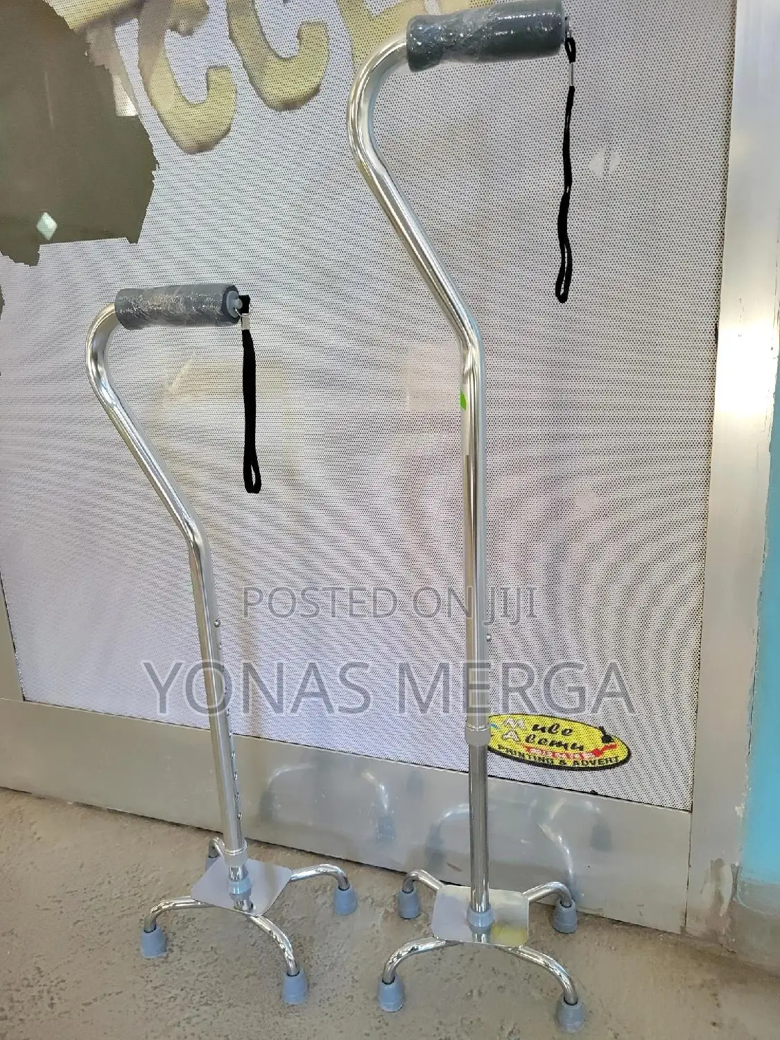 Quad Cane, Aluminum Walking Stick፭矽4prong Base Rubber Tips