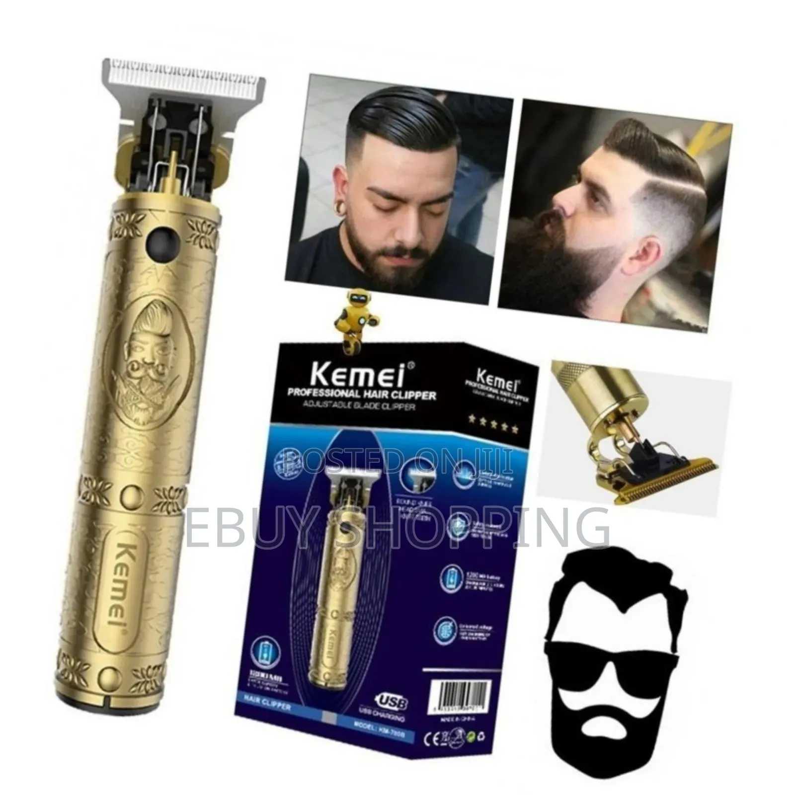 **Kemei Cordless Hair Clipper – Smooth Precise Cutting**