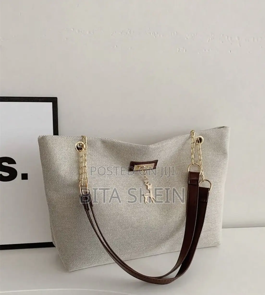 Polyester Deer Large Tote Bag 